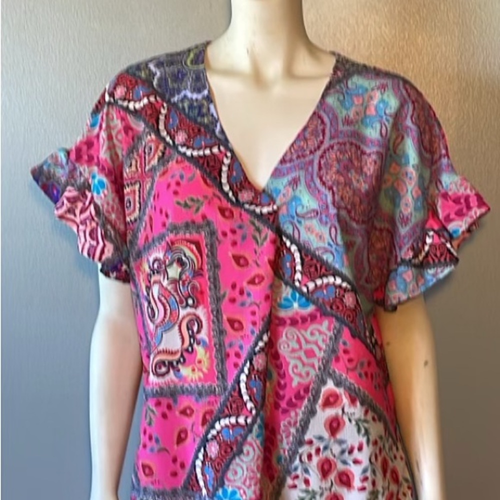 Umgee Ruffled Blouse, Size Medium - image 1